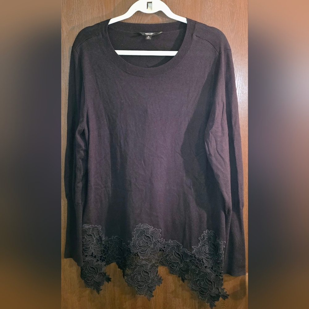 Simply Vera Vera Wang Black Sweater with Lace Detail